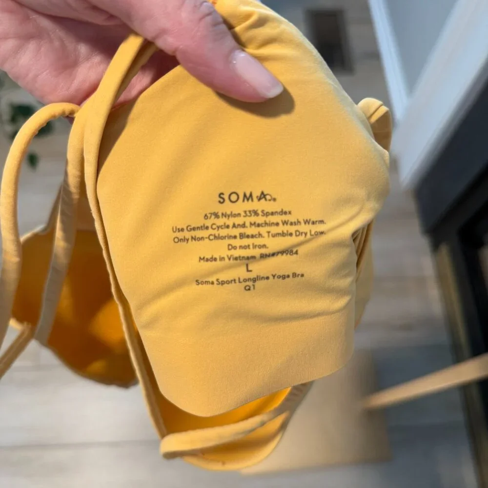 ๐ Soma Sport Longline Yoga Bra โ Mustard Yellow, Size Large ๐ - Picture 3 of 8